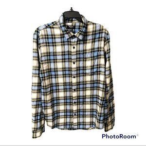 𝅺forever 21 men’s cream blue yellow flannel size small